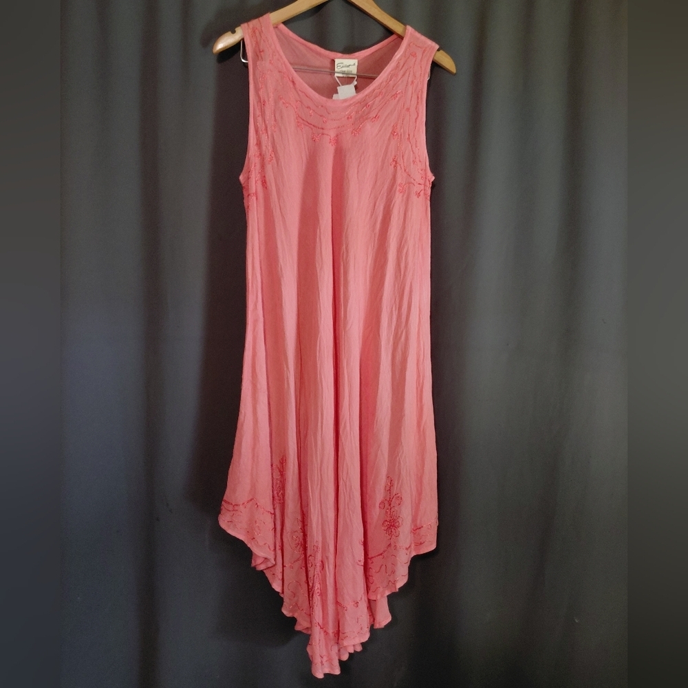 Exist Coral Sleeveless Embroidered Beach Swimwear Cover Up One Size NWT